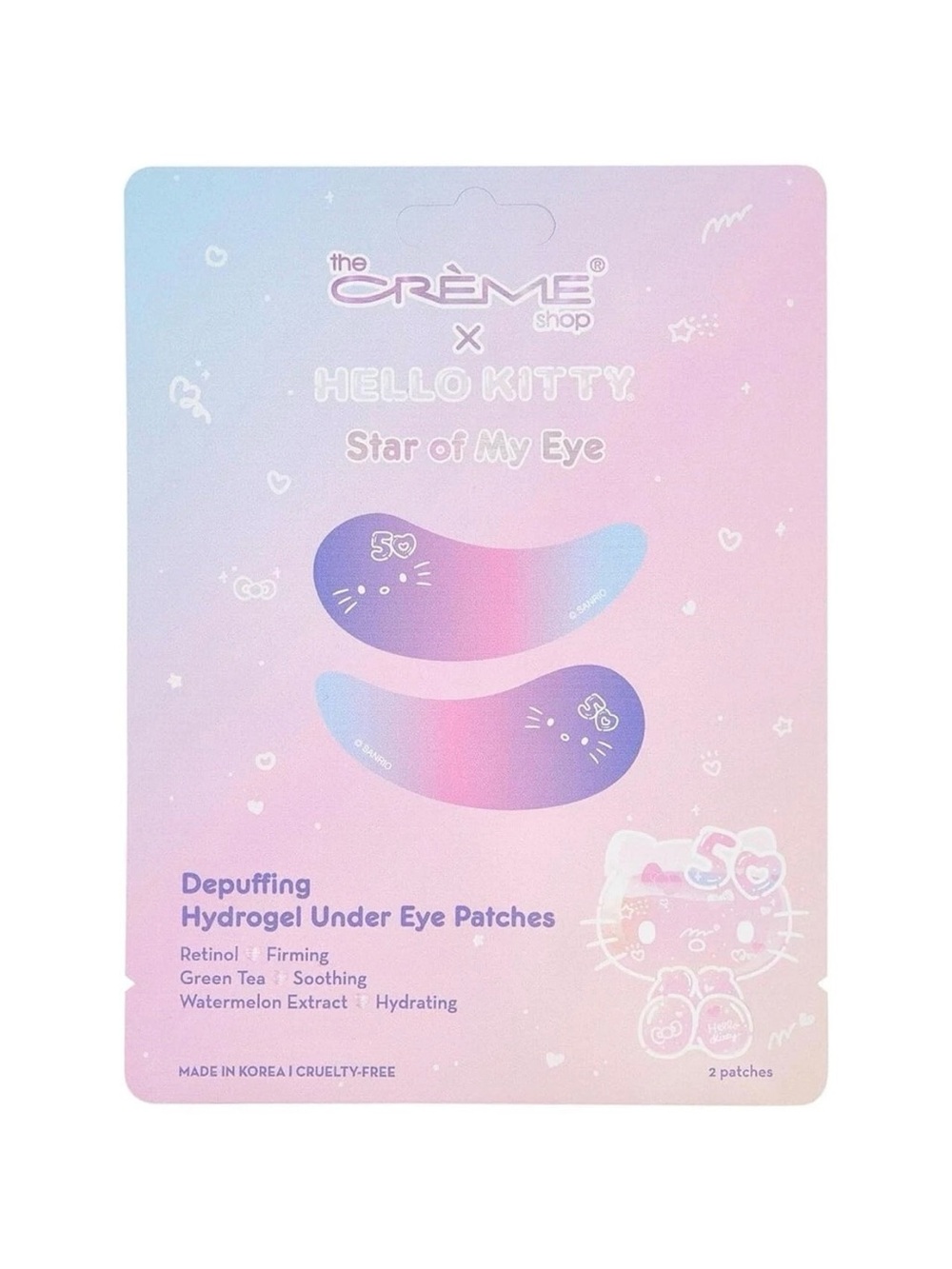 2/$10 Hello Kitty X The Crème Shop Hydrogel Under Eye Patches